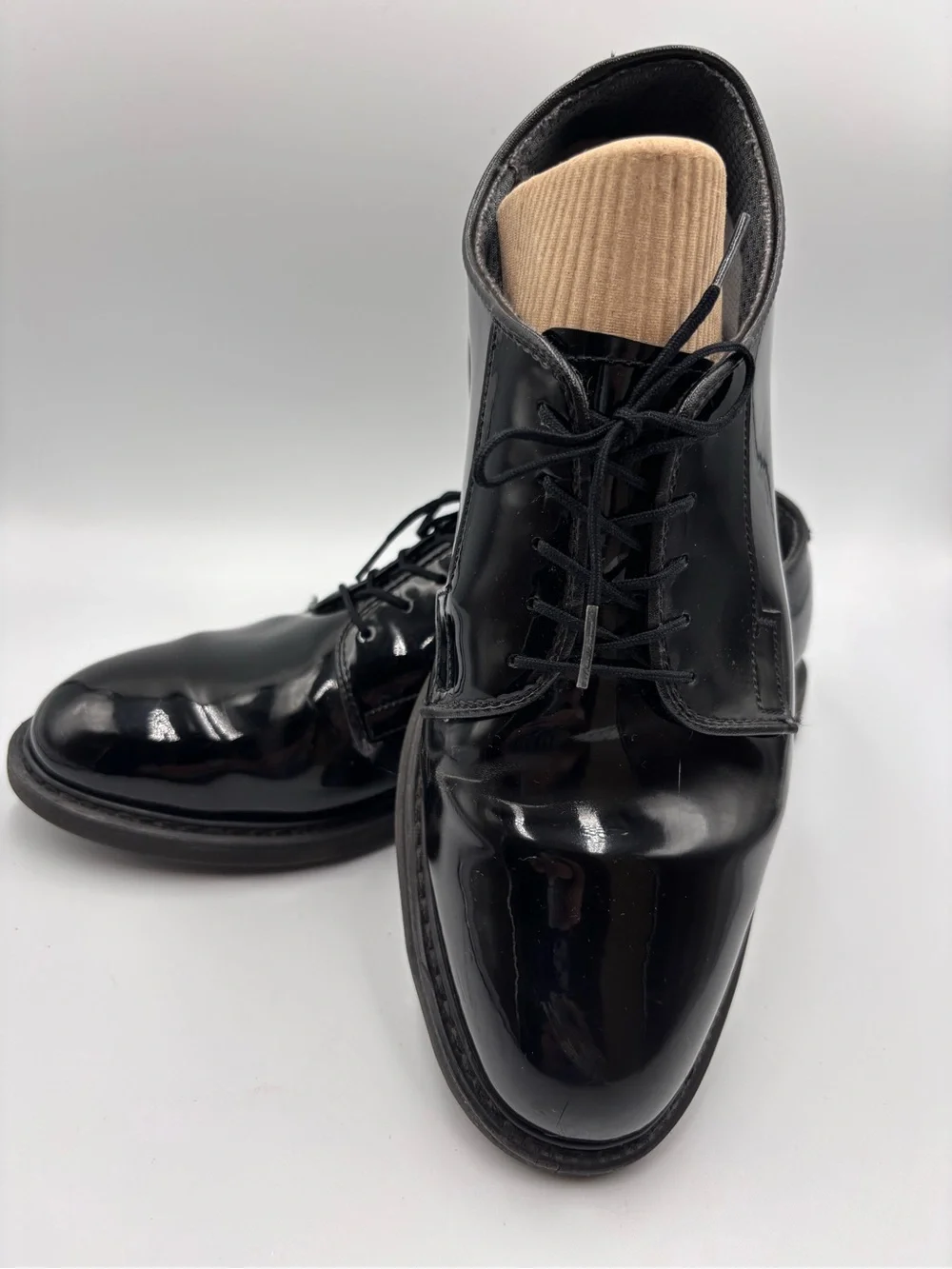 Bates Lites Mens Size 10 Black High Gloss Lace Up Oxford Shoes Vibram Uniform